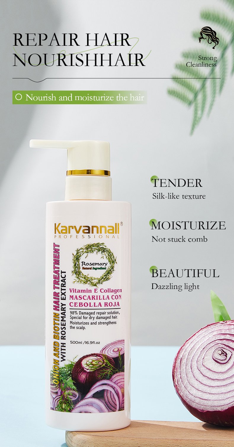 Karvannall Professional Onion, Rosemary, Vitamin E & Collagen – Deep Repair Treatment for Dry & Damaged Hair Shampoo (500ml) - Image 4